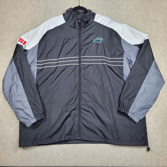 Carolina Panthers Reebok Jacket‎ Mens 2XL Black SI Full Zip Windbreaker NFL - Picture 1 of 10